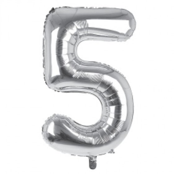 7 34IN SILVER NUMBER 5 FOIL BALLOON - Image 1