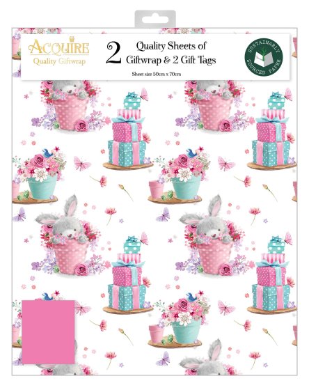 72 FLORAL BUNNY GIFT WRAP SET - Image 1