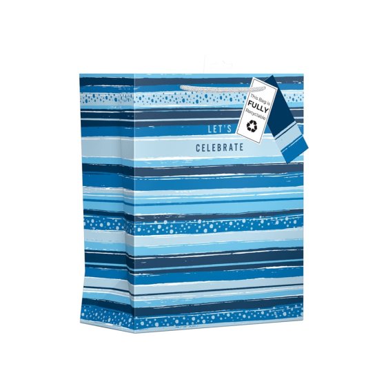 75 GIFT BAG CELEBRATE STRIPE LRG - Image 1