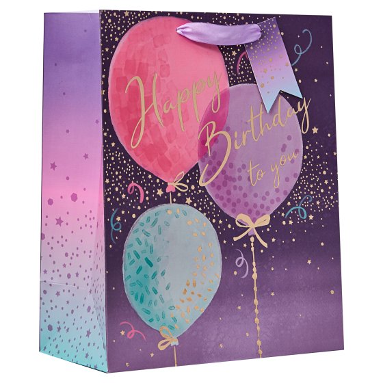 75 GIFT BAG – HAPPY BIRTHDAY BALLOONS MEDIUM - Image 1