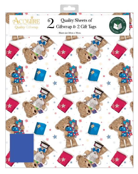 75 CUDDLY BEAR CELEBRATION GIFT WRAP SET - Image 1
