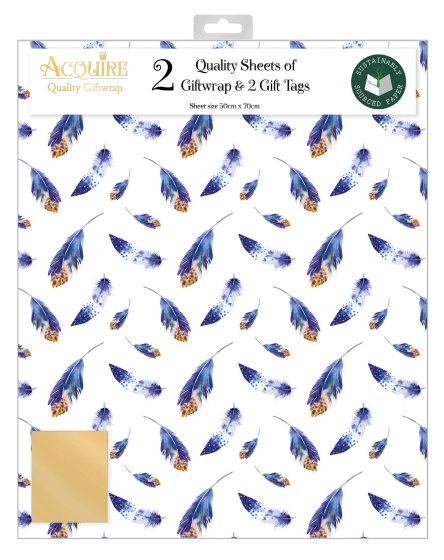 76 BLUE FEATHERS GIFT WRAP SET - Image 1