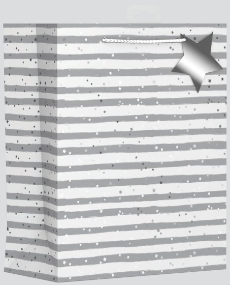 77 SILVER STARS GIFT BAG LRG - Image 1