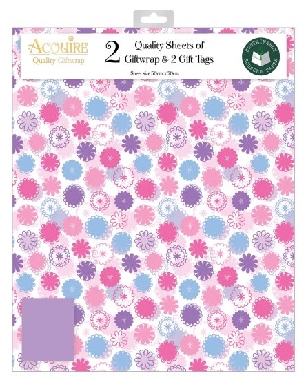 77 SPIRO FLOWERS PASTEL GIFT WRAP SET - Image 1