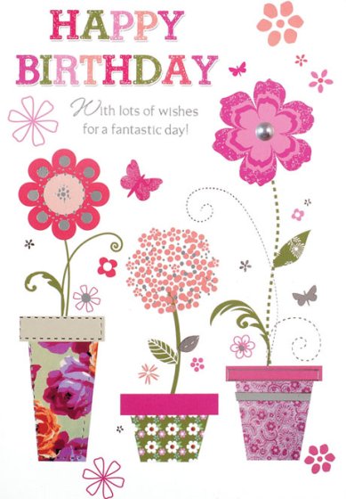 8 BIRTHDAY CARD – FLOWER POTS DESIGN - Image 1
