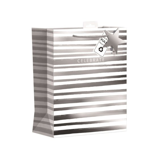 80 GIFT BAG LRG SILVER CELEBRATE - Image 1