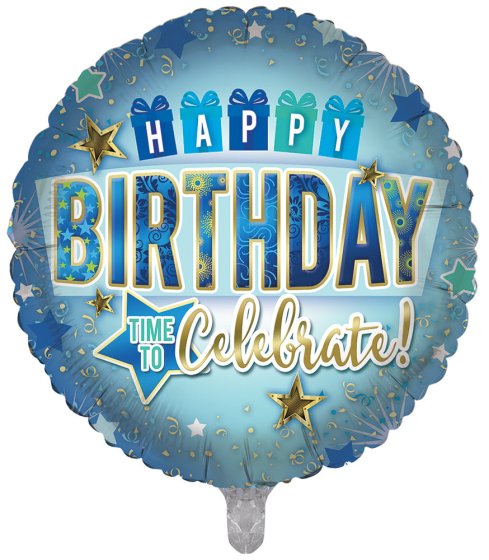 84 FOIL BALLOON HAPPY BIRTHDAY TIME TO CELEBRATE - Image 1