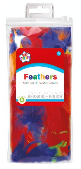 84 CRAFT FEATHERS – MIXED COLOUR PACK (REUSABLE POUCH) - Image 1