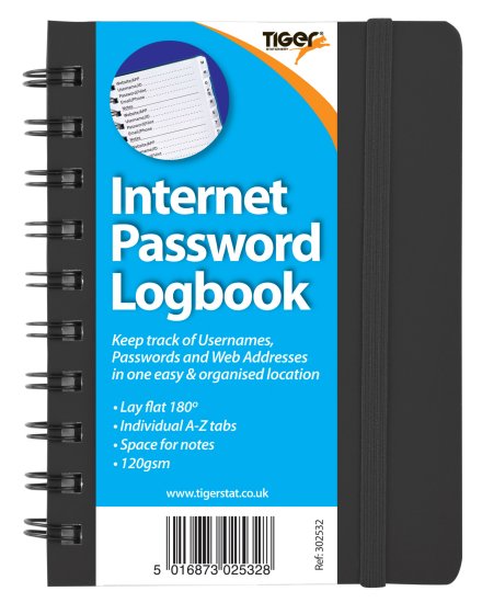 86 INTERNET PASSWORD LOGBOOK – A5 BLACK - Image 1