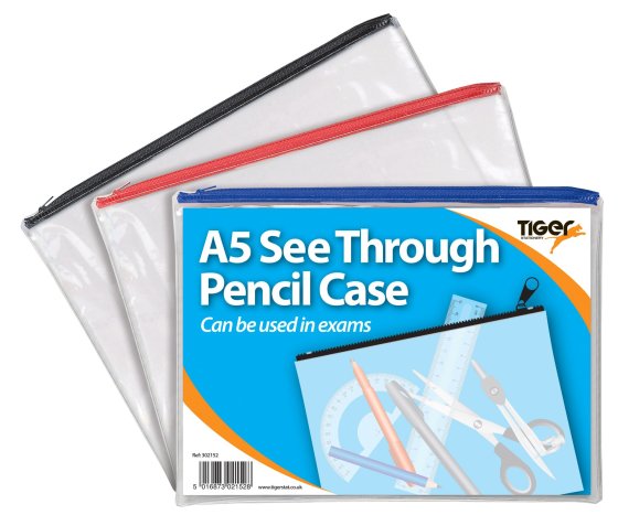 87 PENCIL CASE A5 CLEAR ASSTD - Image 1