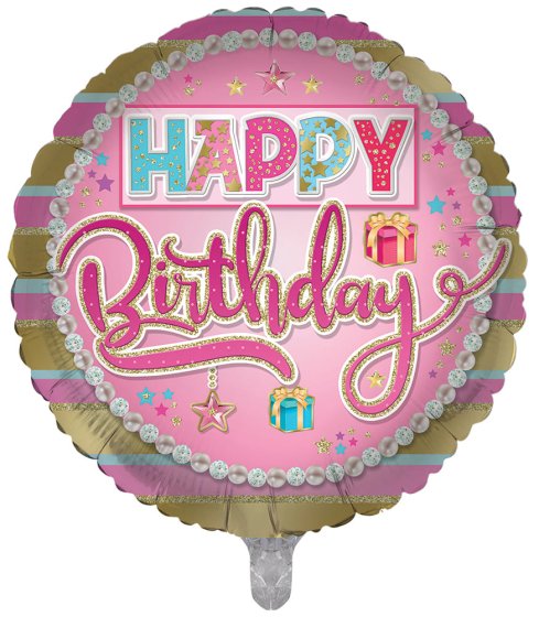 87 FOIL BALLOON HAPPY BIRTHDAY PINK - Image 1