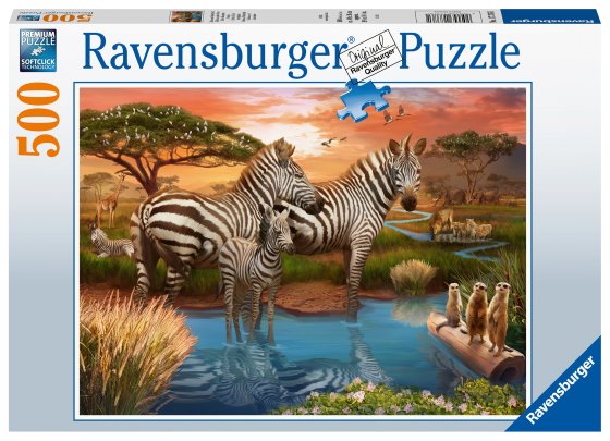 9 JIGSAW 500 PIECE – ZEBRA AT WATERHOLE (2024 EDITION) - Image 1