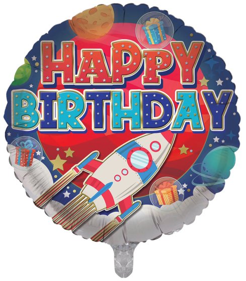 90 FOIL BALLOON HAPPY BIRTHDAY ROCKET - Image 1