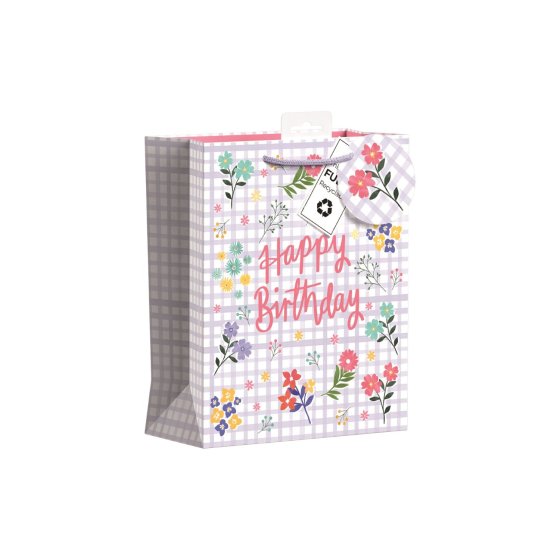 90 GIFT BAG – GINGHAM HAPPY BIRTHDAY (SMALL) - Image 1