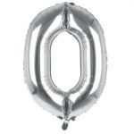 34IN SILVER NUMBER 0 FOIL BALLOON