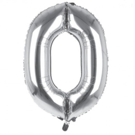 98 34IN SILVER NUMBER 0 FOIL BALLOON - Image 1